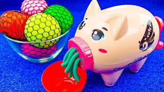 Satisfying Video l How to Make Rainbow Pasta Playdoh Machine with Glitter Clay amp Slime Balls ASMR [upl. by Lindgren280]