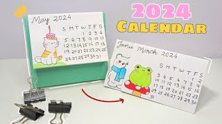 DIY 2024 Mini Paper Desk Calendar  How to Make Calendar at Home CraftyShrea [upl. by Ayna]