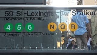 MTA NYC Subway R46 R62A R142A amp R160 4 5 6 N Q R Trains  Lexington Ave59th Street [upl. by Eirotal]