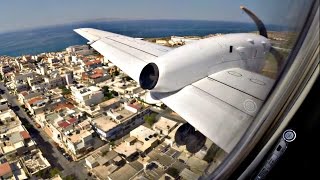 TUS Airways Saab 340 First Flight to Heraklion  GoPro Wing Views  LCA Takeoff HER Landing [upl. by Atiuqer]