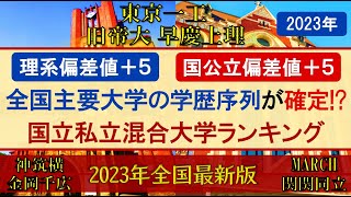 【2023年全国最新版】全国主要大学の国立私立混合･文理混合大学偏差値ランキング【東京一工･旧帝･早慶上理･電農名繊･金岡千広･MARCH･関関同立･成成明学･四工大･日東駒専･産近甲龍･大東亜帝国】 [upl. by Parrott]