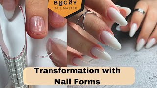 😍 Create LONG Beautiful Extensions Using Nail Forms  Transformation On Short Nails W Only 1 Gel [upl. by Etyak]