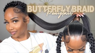 Butterfly Braid x Ponytail Tutorial  How To Hairstyles [upl. by Barstow]