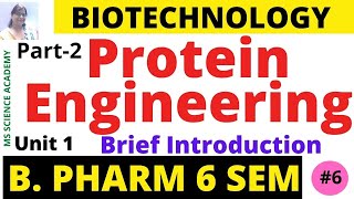 Brief Introduction to Protein EngineeringBiotechnologyUnit 1 B Pharm 6 SemLect6Part2 [upl. by Oj]