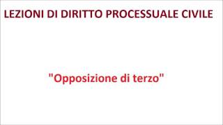 Lezioni di diritto processuale civile20 Lopposizione di terzo [upl. by Ciredor]