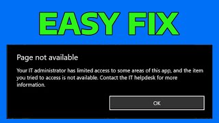 How To Fix Page Not Available Your IT Administrator Has Limited Access to Some Areas [upl. by Fritz]