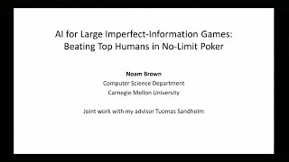 AI for ImperfectInformation Games Beating Top Humans in NoLimit Poker [upl. by Attennek]