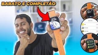 Iwo W68 Ultra Pro Max menos de R150 e mais completo que o Apple Watch unboxingreview completo [upl. by Ahsenev]