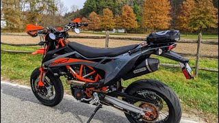 2022 KTM 690 SMC R  Upgrade exhaust Arrow Full Black  And sound test [upl. by Weinhardt]