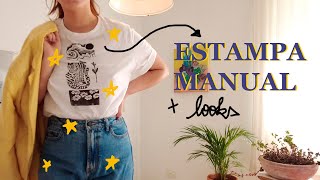 Como customizar uma camiseta branca com estampas manuais  alter ego em looks [upl. by Anilrac]