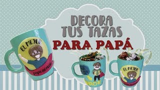 como DECORAR TAZAS con PORCELANA FRIAregalos para el Día del padreideas para regalar [upl. by Honebein]