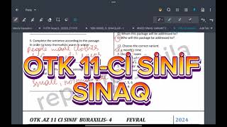 OTK 11Cİ SİNİF SINAQ TESTİ  2024 FEVRAL [upl. by Adnoel]