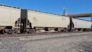 Union Pacific eastbound grain train with two NS locomotives in northeast El Paso TX on the GSR [upl. by Monie]