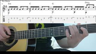 晴天 周杰倫  指彈吉他谱 Jay Chou  Sunny Day Easy Fingerstyle Guitar Playthrough Lesson With Tabs [upl. by Aissila]