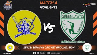 MATCH 4 HIGHLIGHTS  AB WARRIORS vs GREENLAWNS STARS  INTERNATIONAL SCHOOL DADS 7O [upl. by Ymor783]