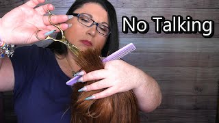 ASMR Hair Salon Roleplay NO TALKING Wet Haircut Blow Dry Hair Dryer Spray Sounds Brushing [upl. by Ocsic]