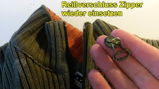 Reißverschluss Zipper wieder einsetzen  einfädeln Schieber vom Reißverschluss reparieren Anleitung [upl. by Haliehs669]