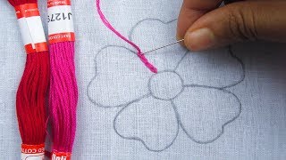 Hand Embroidery Net Stitch Embroidery Flower Easy Flower Embroidery [upl. by Rinee]