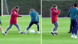 Arteta hits SUII after he NUTMEGS Odegaard in Arsenal training ahead of Lens Champions League clash [upl. by Udenihc]