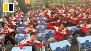 Students perform ‘battle dance’ during Chinese lesson [upl. by Marten]