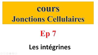 COURS Jonctions cellulaires Ep 7 Les molécules d’adhésion  Les intégrines [upl. by Leahicm331]