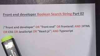 Part 02  How to make frontend developer boolean search string  How to make boolean search string [upl. by Dionisio493]