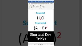 Superscript amp Subscript Keyboard Shortcut  MS Word 2021 youtubeshorts shorts tricks [upl. by Animor261]