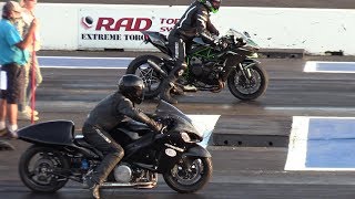 Nitro Hayabusa vs H2 Ninja and GSXR  motorbikes drag racing [upl. by Jansen347]