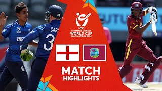 Match Highlights  England v West Indies  U19 CWC 2024 [upl. by Punak272]