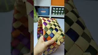 HOW TO WEAVE COLORFUL BASKET WITH PE RATTAN diy rattan handmade [upl. by Huberty]