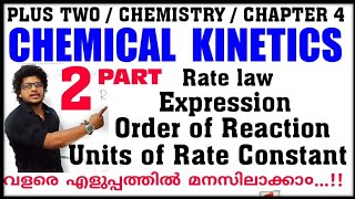 Rate law  Order of Reaction  Unit of Rate constant  Chemical Kinetics Class 12 in malayalam [upl. by Elitnahc]