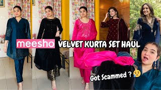 Meesho Party Wear Velvet Kurta Sets Haul  Meesho Velvet Suits TryOn Haul [upl. by Nance]