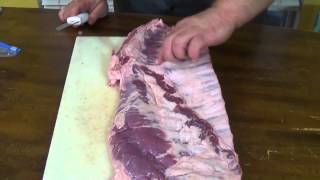 Trim St Louis Spare Ribs  How to Trim Pork Spareribs Into a St LouisStyle Cut [upl. by Diskson]