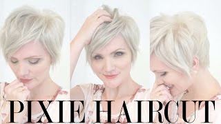 Behind the Scenes Pixie Haircut and Platinum Color [upl. by Eenobe]