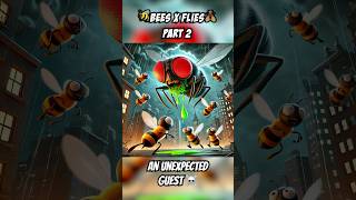 🐝Bees vs Flies🪰  Part 2  An unexpected guest ☠️ ai cartoon film epic battle insects bee [upl. by Zilef]