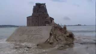 sand castle destruction by second highest tide in the world httpnontoxicattitudecom [upl. by Yokum]