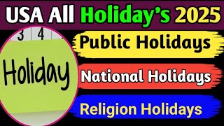 USA holidays 2025  United States All holidays 2025 [upl. by Francene357]