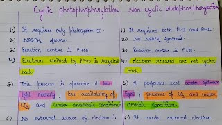 difference between cyclic and non cyclic photophosphorylation [upl. by Jordanson358]