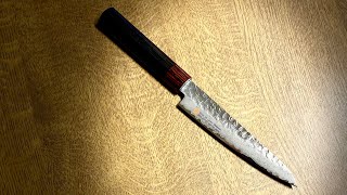 Iseya Iseries 33 Layer VG10 Damascus Hammered Japanese Chefs Petty KnifeUtility 150mm [upl. by Rehoptsirhc]