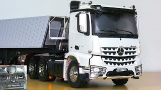 UNBOXING RC TRUCK MB MERCEDESBENZ AROCS 3363 WITH CARSON TRAILER FIRST TEST [upl. by Alioz240]