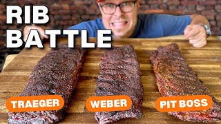 3 Racks of RIBS 3 PELLET GRILLS  ULTIMATE RIB BATTLE  Traeger VS Weber VS Pit Boss [upl. by Padget]