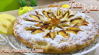 TORTA SFOGLIATA MELE AMARETTI CREMA ricetta velocissima PUFF PASTRY APPLE CAKE  Tutti a Tavola [upl. by Havot]