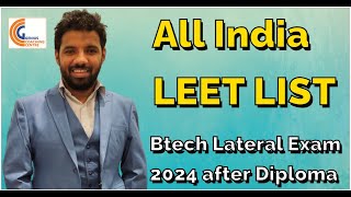 UPCOMING LEET EXAM 2024 I BTech Lateral Entry After Diploma Exam Date All Over India LEET EXAM LIST [upl. by Tereve611]