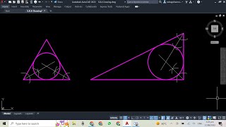 How To Inscribe a Circle in Any Triangle autocad technicaldrawing [upl. by Ennairoc]