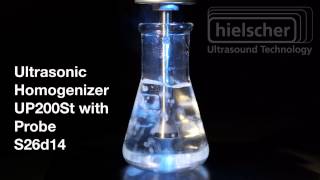 Hielscher Ultrasonic Homogenizer UP200St  Dissolving Sugar Crystals in Water [upl. by Deonne]