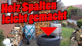 Holz einfacher von Hand Spalten mit dem Autoreifen [upl. by Nnairol332]