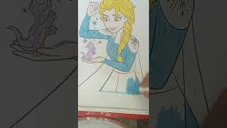 Coloring Frozen Elsa amp Anna Coloring Book Page Prismacolor Colored Pencils  mixingslime drawing [upl. by Amelus739]