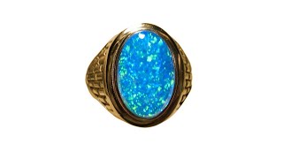 Mens Large Blue Opal Ring 11 grams 14k Gold  8462  FlashOpal [upl. by Innattirb598]