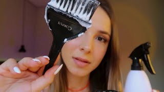 ASMR  AMIGA SINCERA CUIDANDO DO SEU CABELO corte hidratação escova [upl. by Imeon]