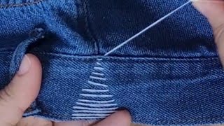 Passo a Passo de Como Apertar CÓS de Calça Jeans à Mão Costura Invisível [upl. by Holleran]